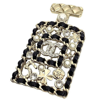 Chanel Cc Logo Clover Brooch Gold-Tone
