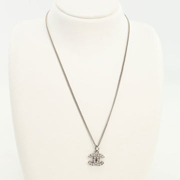 Cc Logo Pendant Necklace Silver-Tone