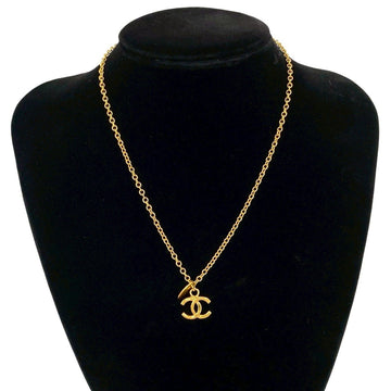 Cc Logo Chain Pendant Necklace Metal