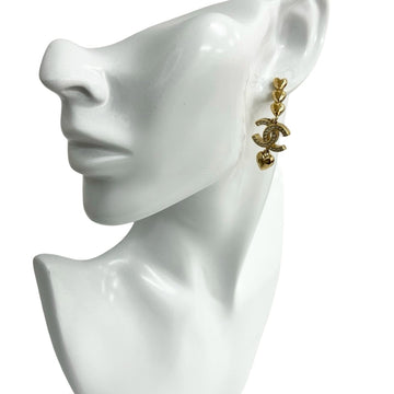 Cc Logo Heart Earrings Metal Gold-Tone