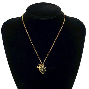 Cc Logo Chain Heart Pendant Necklace
