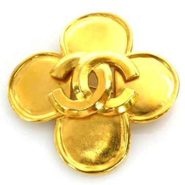 Chanel Cc Logo Brooch Gold-Tone Metal