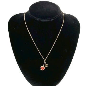 Cc Logo Chain Heart Pendant Necklace