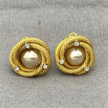 Earrings Pearl Gold-Tone Metal