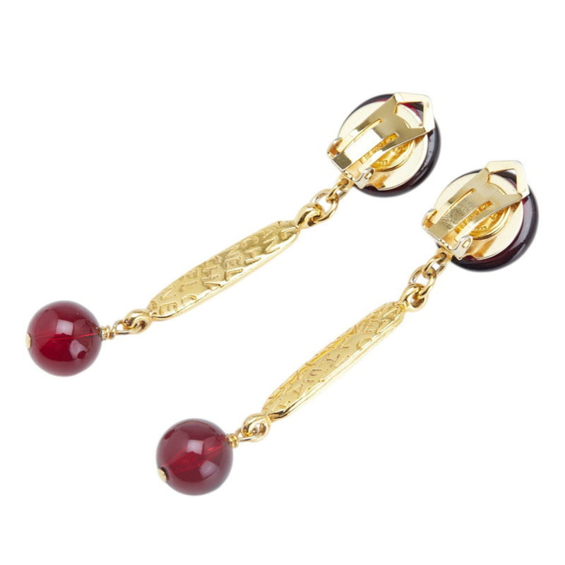 Logo Clip-On Earrings Gold And Red