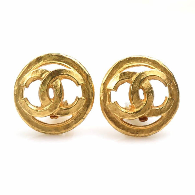 Cc Logo Clip-On Earrings Gold-Tone Metal