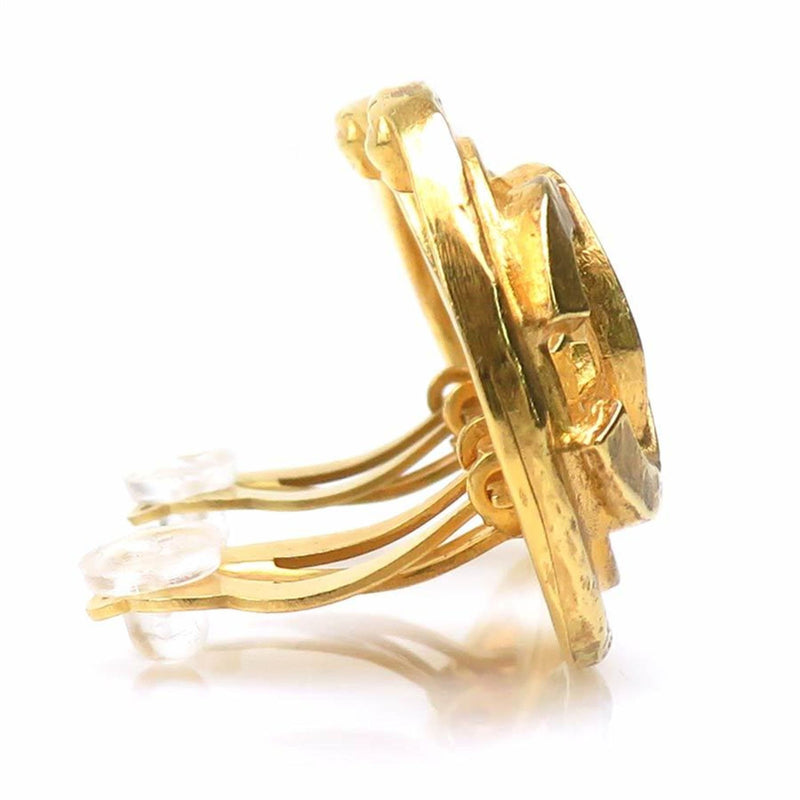 Cc Logo Clip-On Earrings Gold-Tone Metal