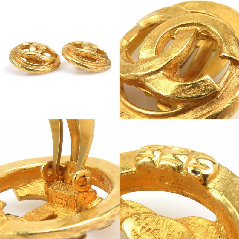 Cc Logo Clip-On Earrings Gold-Tone Metal