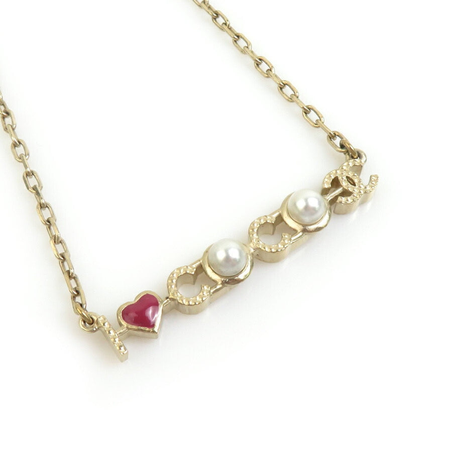 Chanel Pendant Necklace Metal Gold With
