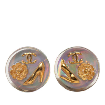 Cc Logo Clip-On Earrings Gold-Tone Metal