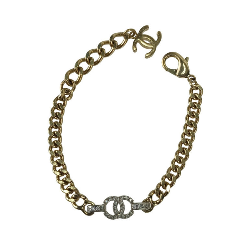 Cc Logo Chain Bracelet Gold-Tone Metal