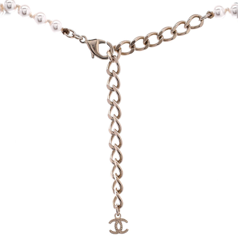 Cc Short Pendant Necklace Faux Pearls