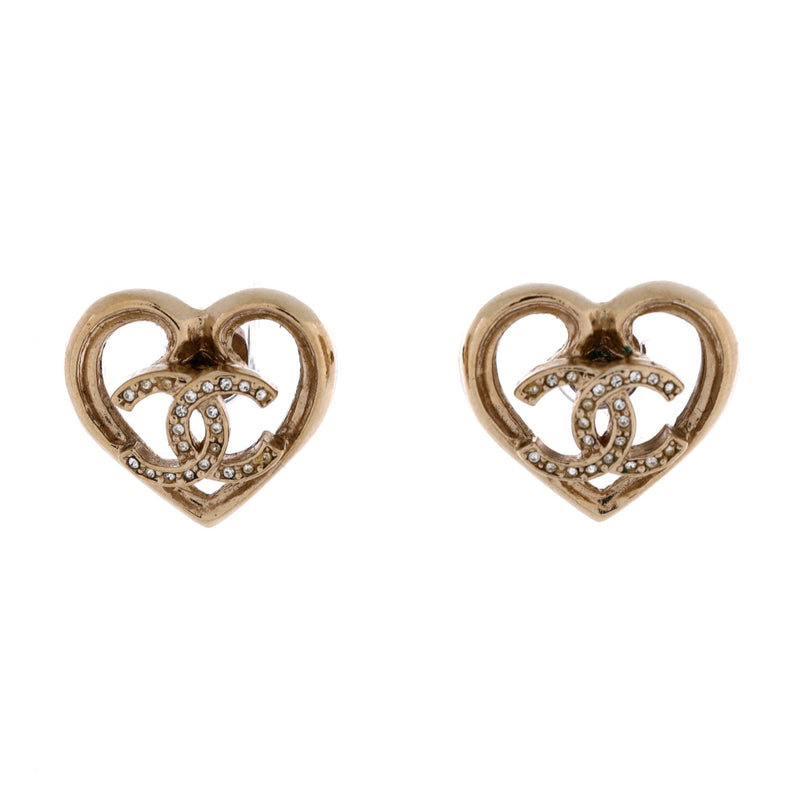 Cc Cut Out Heart Stud Earrings Metal