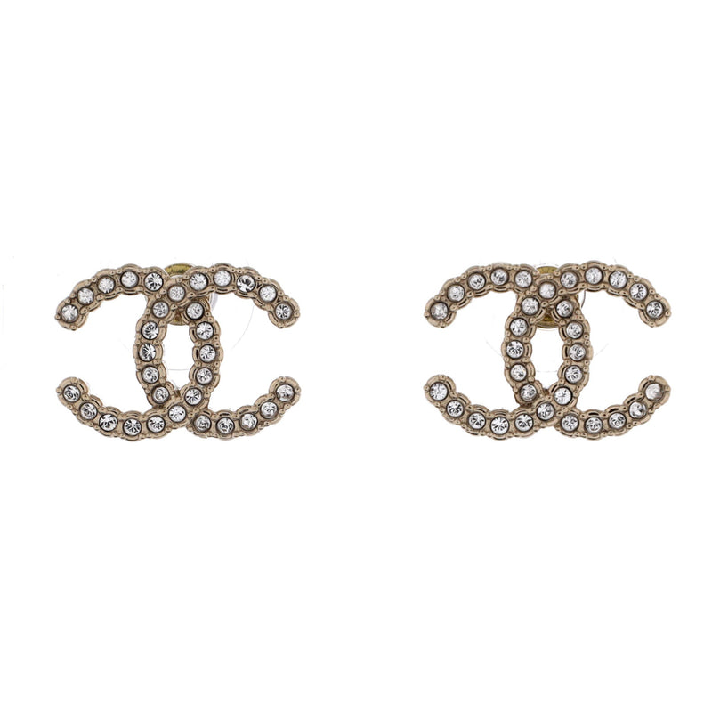 Cc Stud Earrings Metal With Crystals