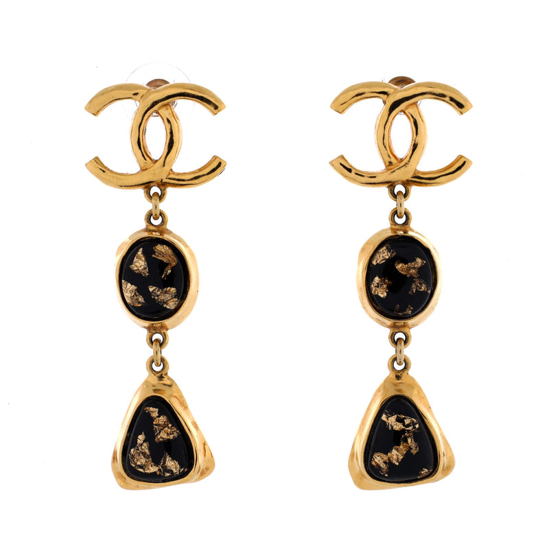 Cc Drop Earrings Metal And Resin