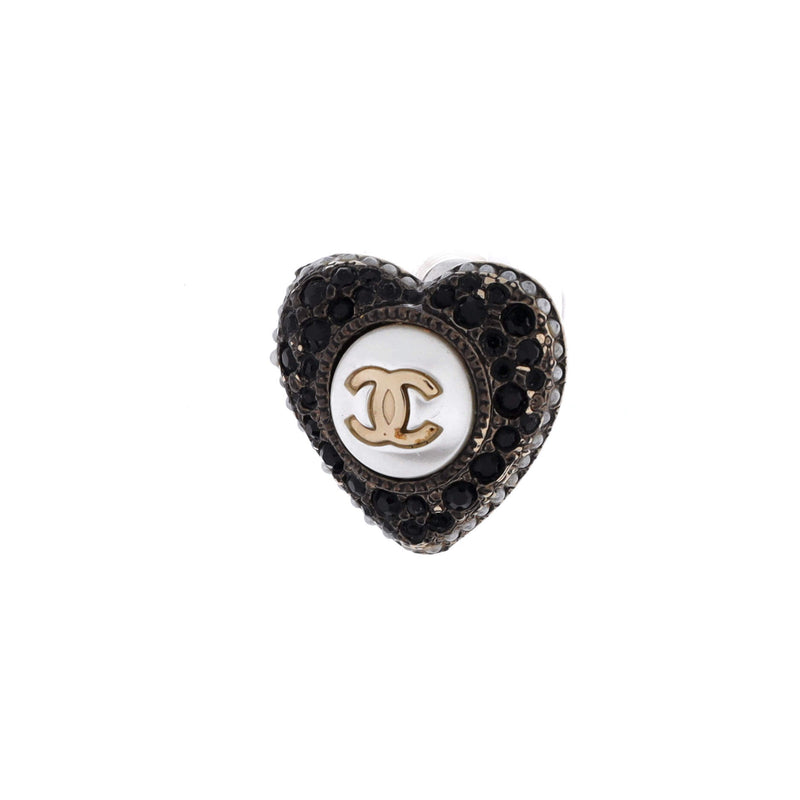 Cc Heart Stud Earrings Metal With Faux