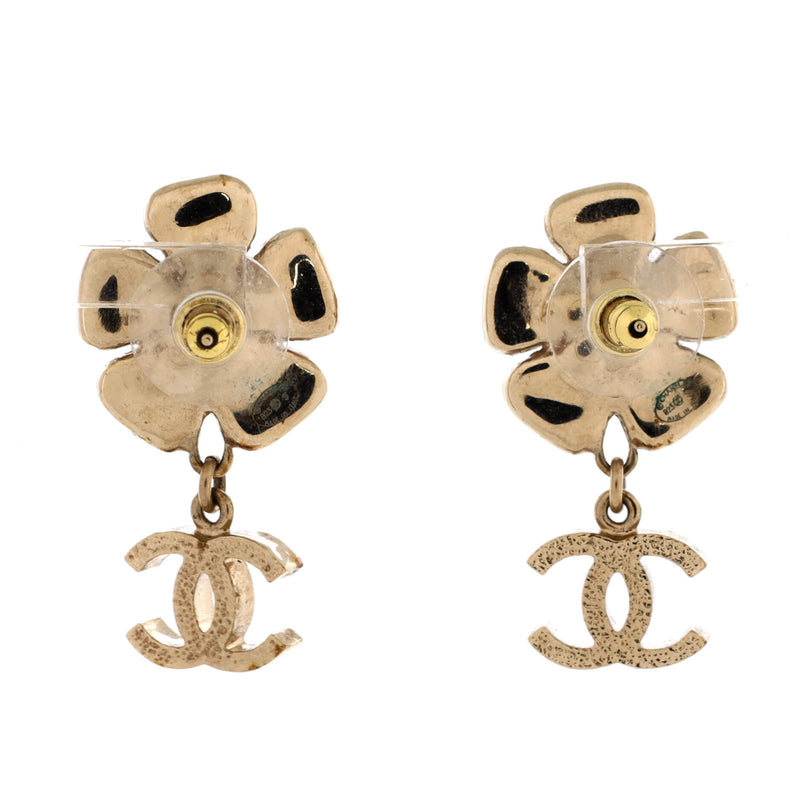 Cc Flower Dangle Earrings Metal With