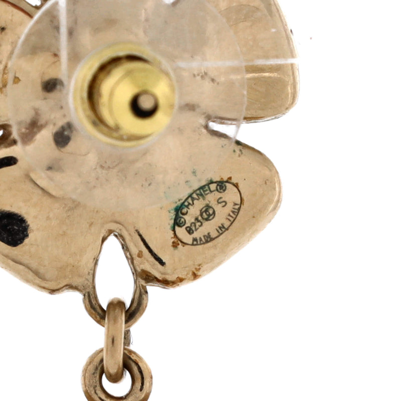 Cc Flower Dangle Earrings Metal With