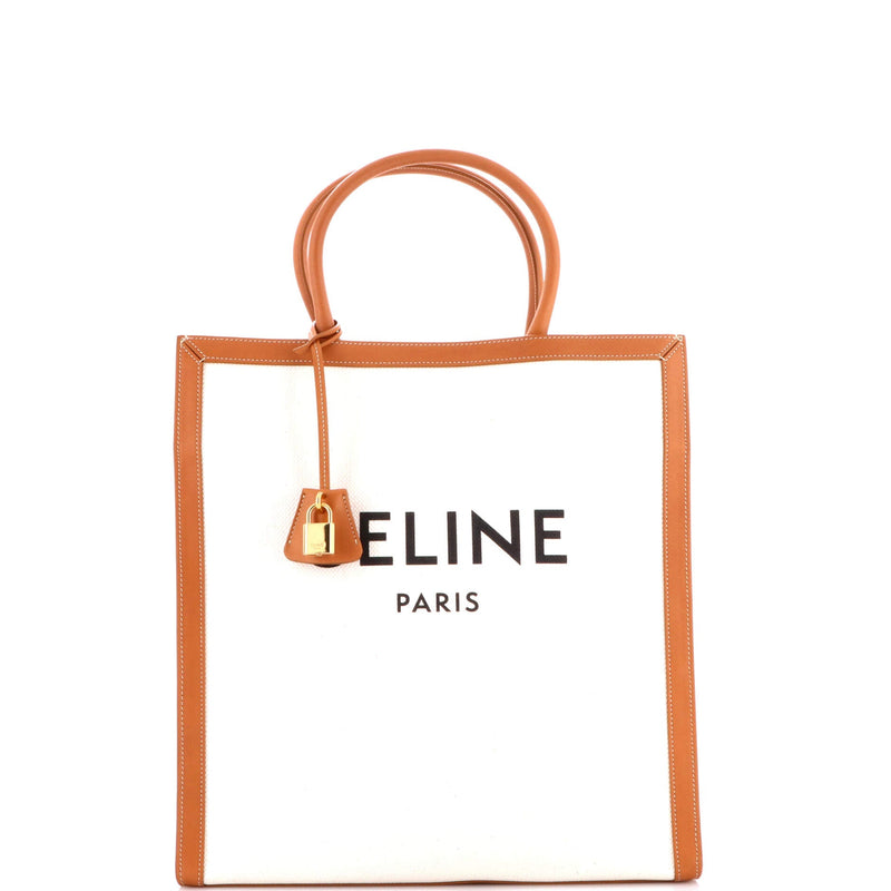 Vertical Cabas Tote Canvas With Leather