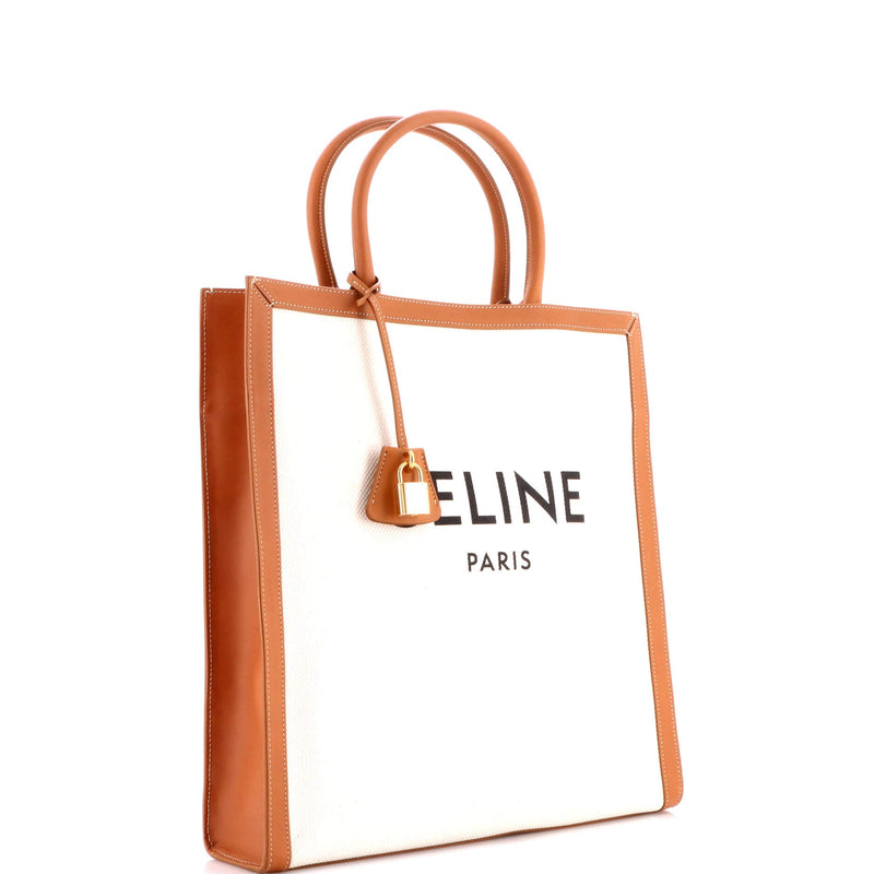 Vertical Cabas Tote Canvas With Leather