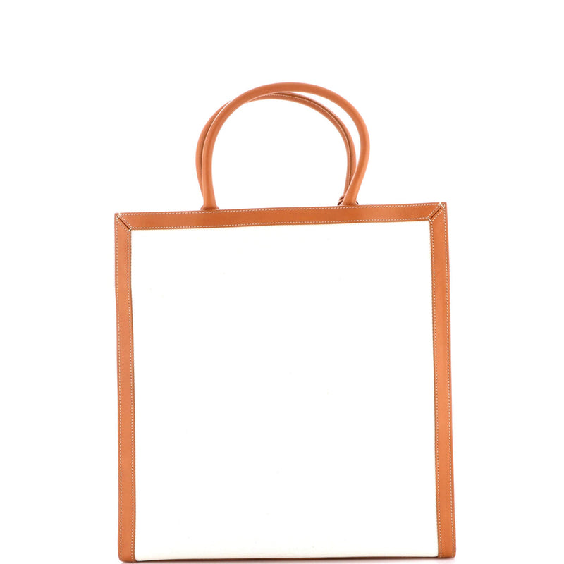 Vertical Cabas Tote Canvas With Leather