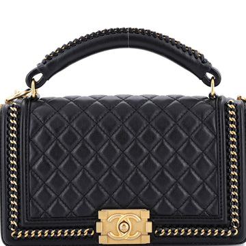 Chain Handle Boy Flap Bag Quilted