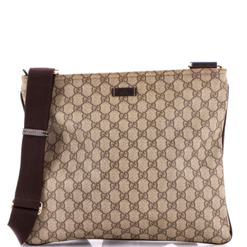 Zip Top Messenger Bag Gg Coated Canvas