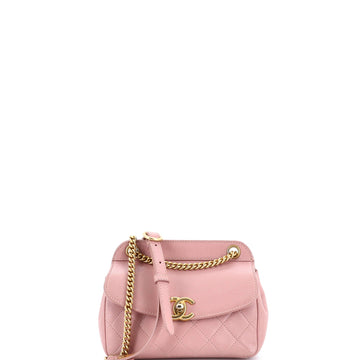 Curved Flap Bag Quilted Lambskin Small