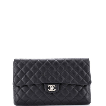Classic Flap Clutch Quilted Caviar