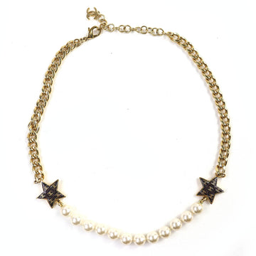 Chanel Cc Logo Star Necklace Gold-Tone