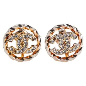 Cc Logo Round Earrings Gold-Tone Metal
