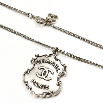 Cc Logo Pendant Necklace Silver-Tone