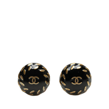 Cc Logo Round Clip-On Earrings Gold-Tone