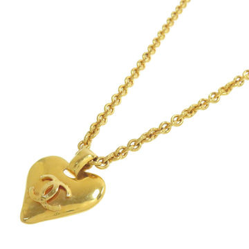Cc Logo Heart Pendant Necklace Gold-Tone