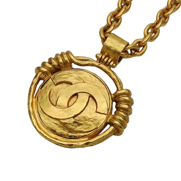 Cc Logo Round Pendant Necklace Metal