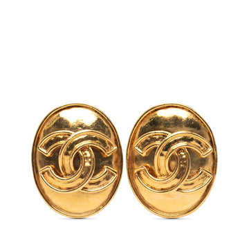 Cc Logo Oval Clip-On Earrings Metal