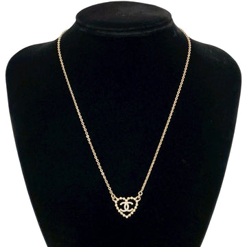 Cc Logo Chain Heart Pendant Necklace