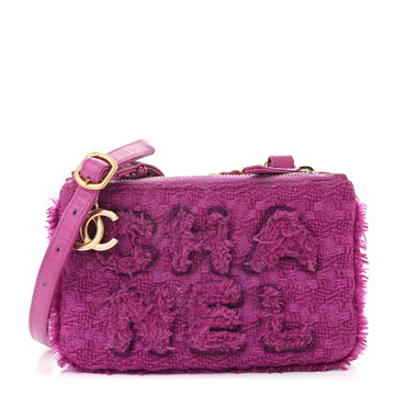 Wool Tweed Giant Logo Waist Bag Magenta