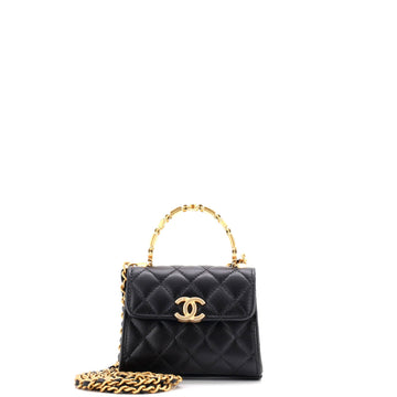 Coco Enamel Top Handle Flap Bag Quilted