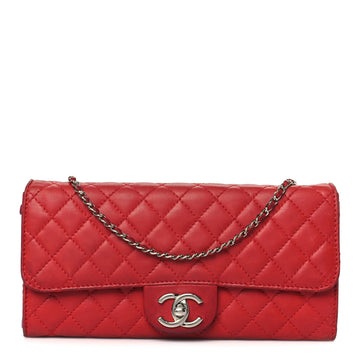 Chanel Lambskin Quilted Chain Clutch