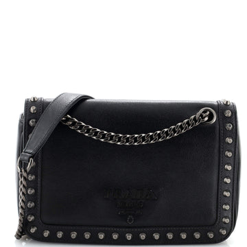 Chain Flap Bag Studded Glace Calf Small
