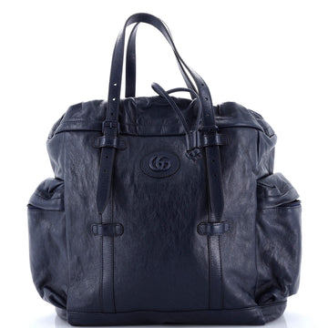 Tonal Gg Drawstring Tote Leather