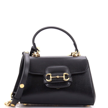 Horsebit Top Handle Flap Bag Leather