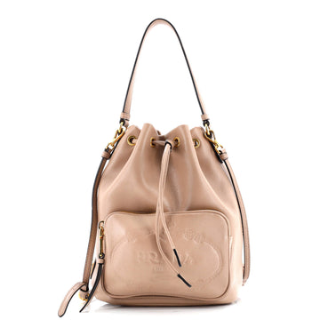 Logo Drawstring Bucket Bag Glace Calf