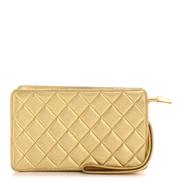Iridescent Calfskin Evening Clutch Gold