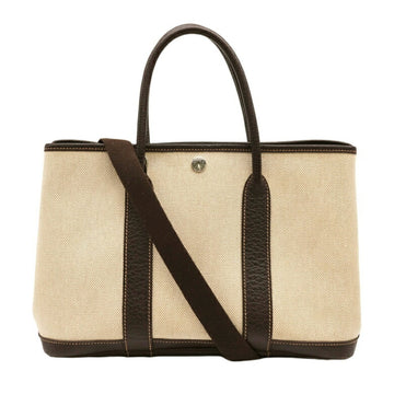 Garden Party Tote Toile And Leather 30