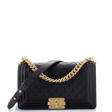 Boy Flap Bag Quilted Caviar Old Medium