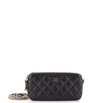 Double Zip Clutch With Chain Quilted