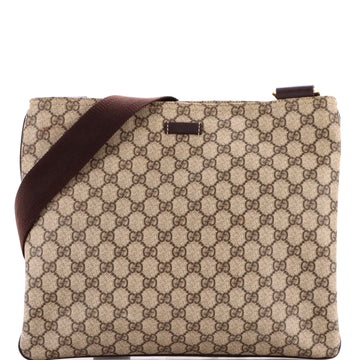 Zip Top Messenger Bag Gg Coated Canvas