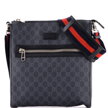 Gucci Web Strap Front Zip Messenger Bag